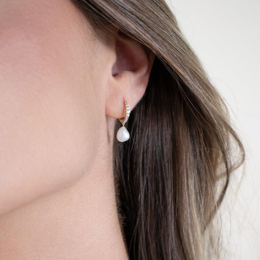 Diamonds And Pearls Huggie Hoops