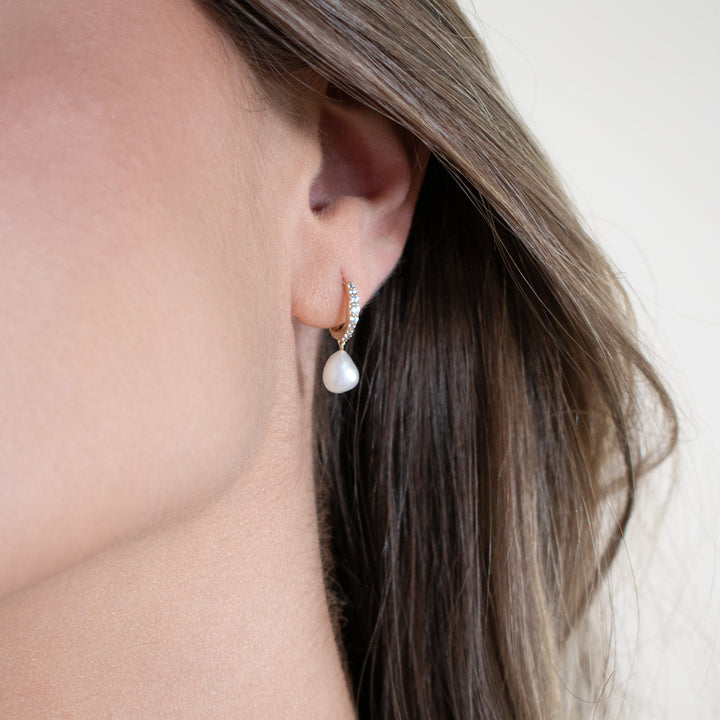 Diamonds And Pearls Huggie Hoops