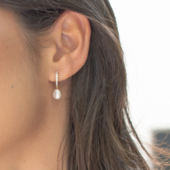 Diamonds And Pearls Huggie Hoops