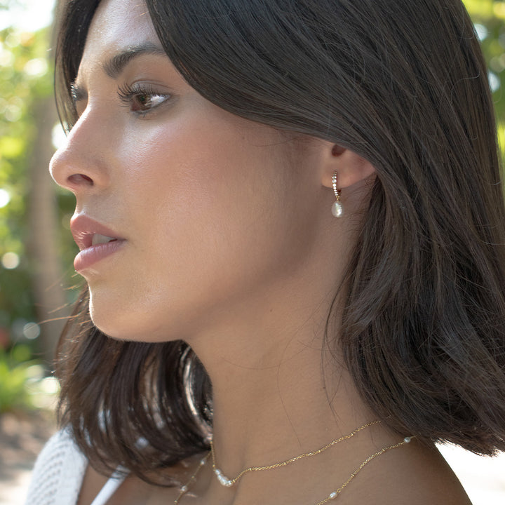 Diamonds And Pearls Huggie Hoops