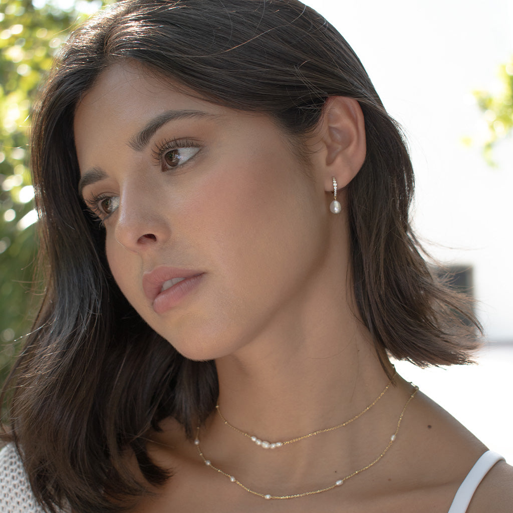 Diamonds And Pearls Huggie Hoops