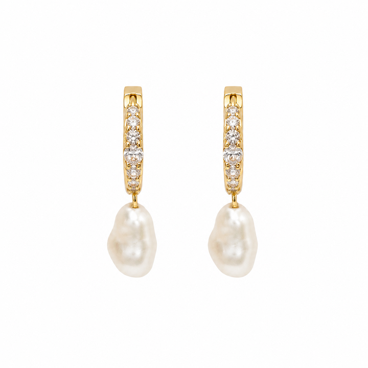 Diamonds And Pearls Huggie Hoops