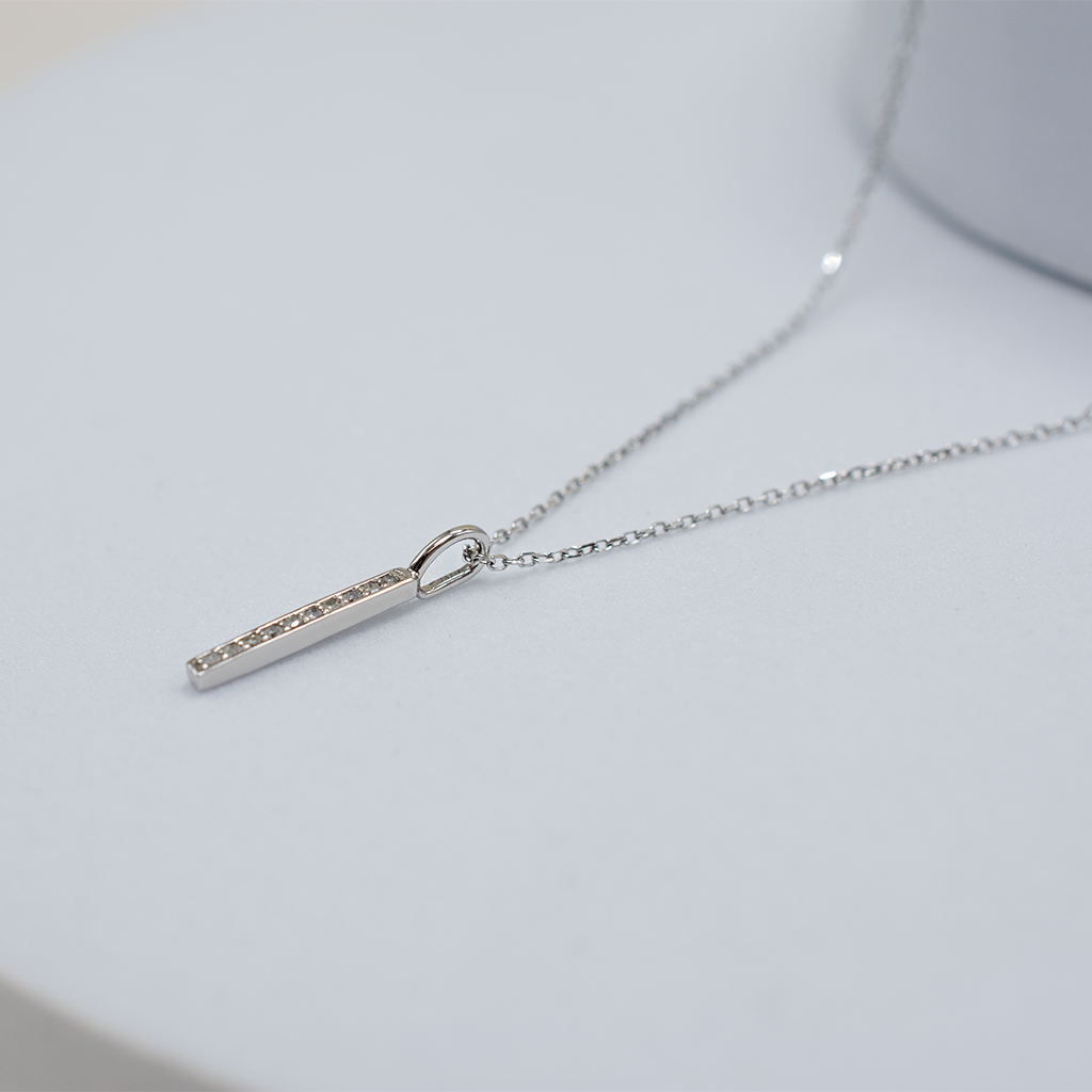 14k Gold | Gravity Diamond Bar Necklace