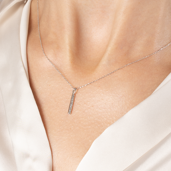 14k Gold | Gravity Diamond Bar Necklace