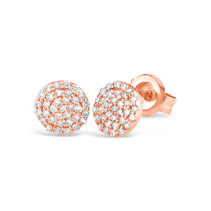 14kt Gold | Round Micro Pave Diamond Earrings